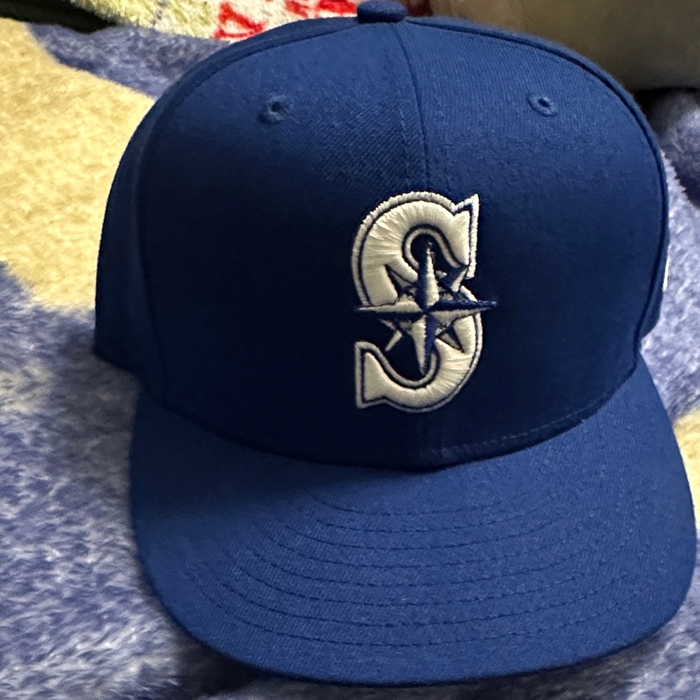Blue Baseball Cap with Logo Seattle Mariners fitted hat size 7 1/8